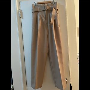 H&M Trend Beige Paper Bag High Waist Wool Pants